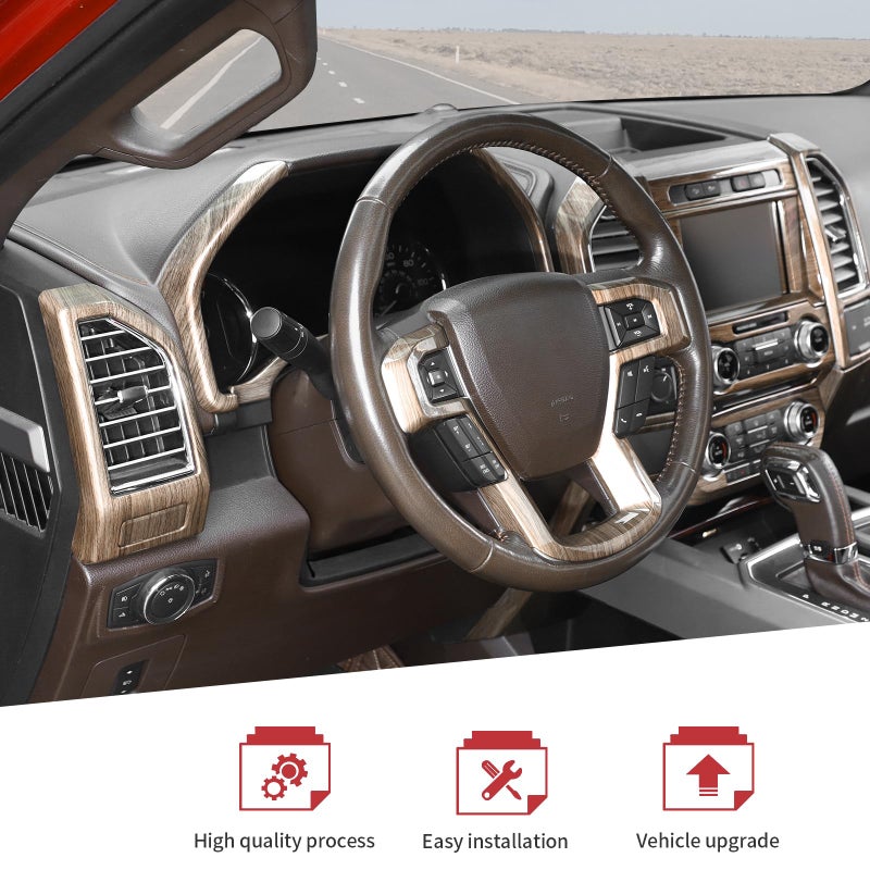 JeCar 16PCS Wood Grain Interior Trim Kit Fit for Ford F150 2015-2020 Interior Accessories - Image 2