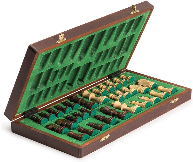Wegiel Handmade Jowisz Professional Tournament Chess Set - Wooden 16 Inch Folding Board with Felt Base & Hand Carved Chess Pieces - Compartment Inside The Board to Store Each Piece - Image 2
