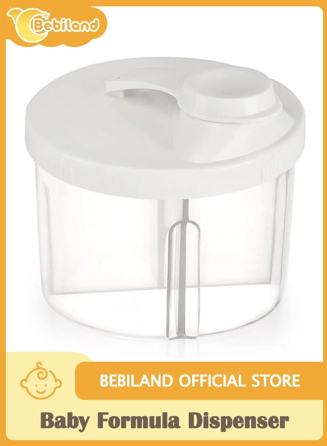بيبي لاند موزع حليب الاطفال اثناء التنقل، حاوية حليب دوارة من اربعة اقسام مضادة للانسكاب لتخزين مسحوق الحليب والوجبات الخفيفة، للرضع الصغار والسفر في الهواء الطلق، ابيض - Image 1