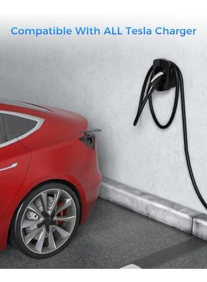 KASTWAVE Mobile Charger Holder Wall Mount Charging Cable Organizer With Anti Drop Design For Mobile Connector Wall Connector For Model 3 Model Y Compatible With Tesla Models Black - Image 2