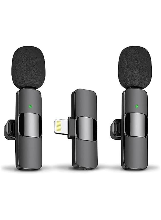 2 in 1 Wireless Lavalier Microphone for iPhone iPad, Plug-Play Wireless Mic for Recording, Live Stream, YouTube, TikTok, Facebook, Noise Reduction Auto-Sync for iOS/Android (iOS)  - Image 1