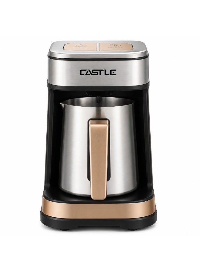كاسل ماكينة قهوة تركي كاسيل 250 مل 5 أكواب 700 وات فضي × ذهبي – TCM7010G - Image 1