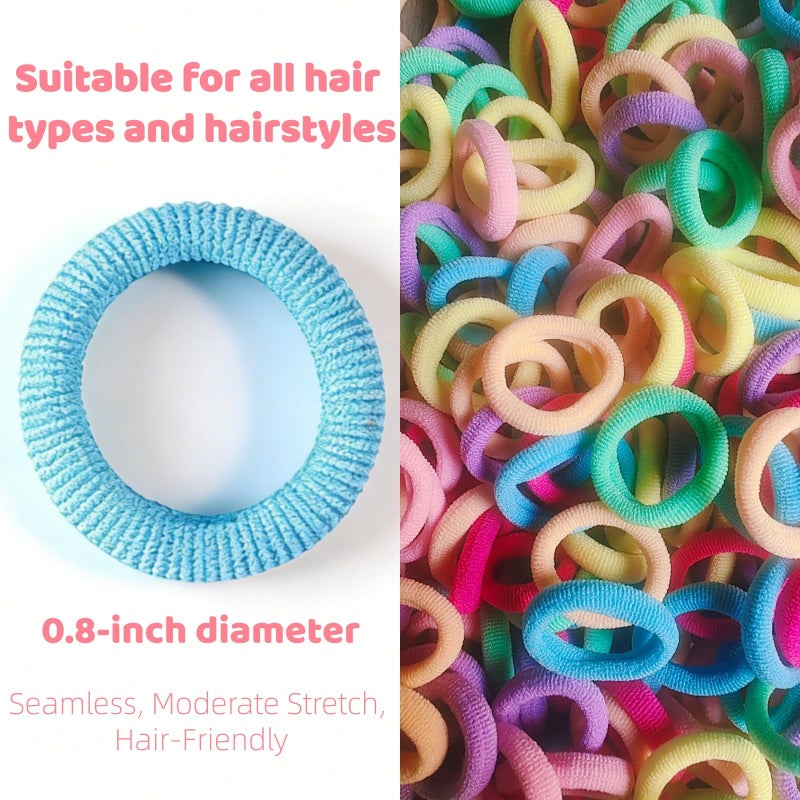 Tunbao 500 Psc Baby Hair Ties,Soft Cotton Toddler Hair Ties,Small Seamless Hair Bands for Little Girls and Kids,Multicolor Hair Elastics Ponytail Holders - Image 4