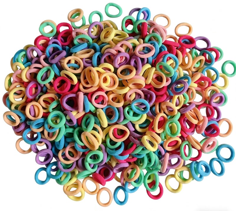 Tunbao 500 Psc Baby Hair Ties,Soft Cotton Toddler Hair Ties,Small Seamless Hair Bands for Little Girls and Kids,Multicolor Hair Elastics Ponytail Holders - Image 1