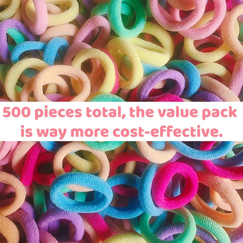Tunbao 500 Psc Baby Hair Ties,Soft Cotton Toddler Hair Ties,Small Seamless Hair Bands for Little Girls and Kids,Multicolor Hair Elastics Ponytail Holders - Image 2