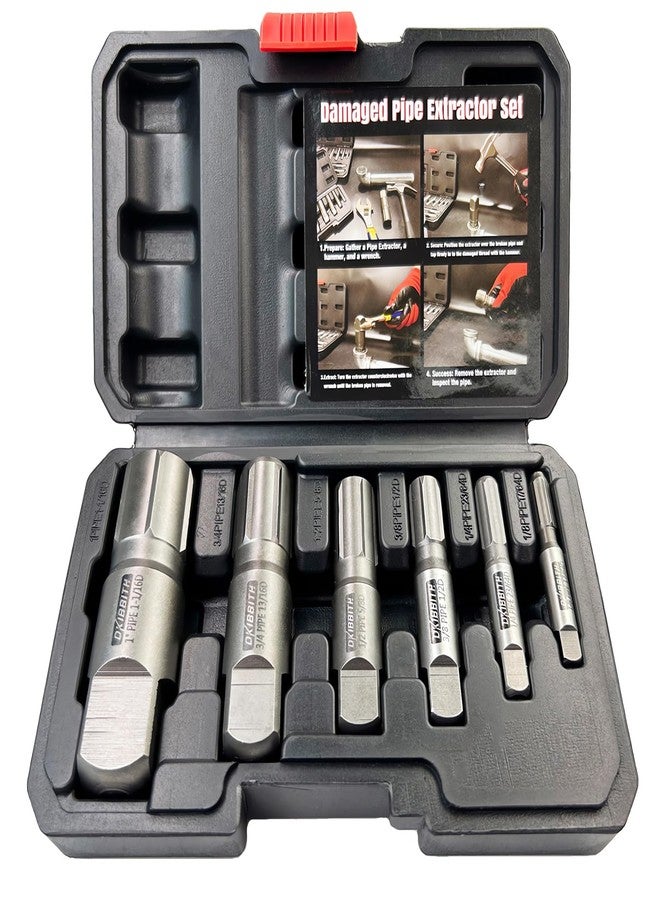 DKIBBITH Pipe Extractor Set, 6-Piece Heavy Duty Steel Broken Pipe Extractors for Removing Damaged Threaded Pipes & Fittings from 1/8" to 1", with Durable Storage Case, Ideal Tools for Plumbers Mechanics DIY - Image 1