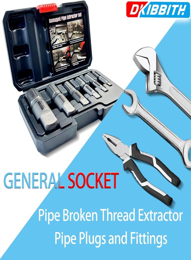 DKIBBITH Pipe Extractor Set, 6-Piece Heavy Duty Steel Broken Pipe Extractors for Removing Damaged Threaded Pipes & Fittings from 1/8" to 1", with Durable Storage Case, Ideal Tools for Plumbers Mechanics DIY - Image 5