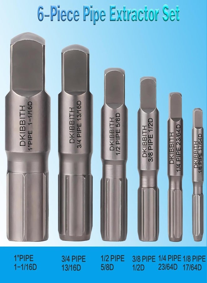 DKIBBITH Pipe Extractor Set, 6-Piece Heavy Duty Steel Broken Pipe Extractors for Removing Damaged Threaded Pipes & Fittings from 1/8" to 1", with Durable Storage Case, Ideal Tools for Plumbers Mechanics DIY - Image 2