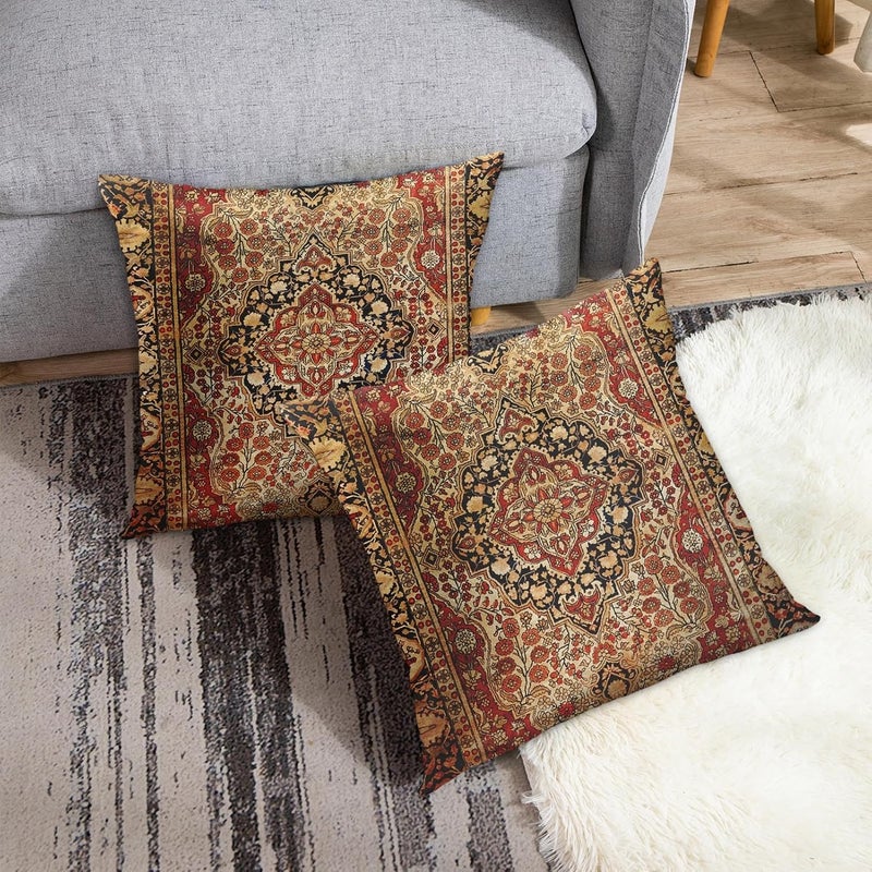 Britimes Throw Pillow Covers, Aztec Kilim Home Art Decor, 18 x 18 Inches Set of 2 Cushion Sofa Cases, Abstract Oil Painting Pillowcases for Bedroom, Living Room, Tribal Decorative, Turkish Ethnic - Image 4
