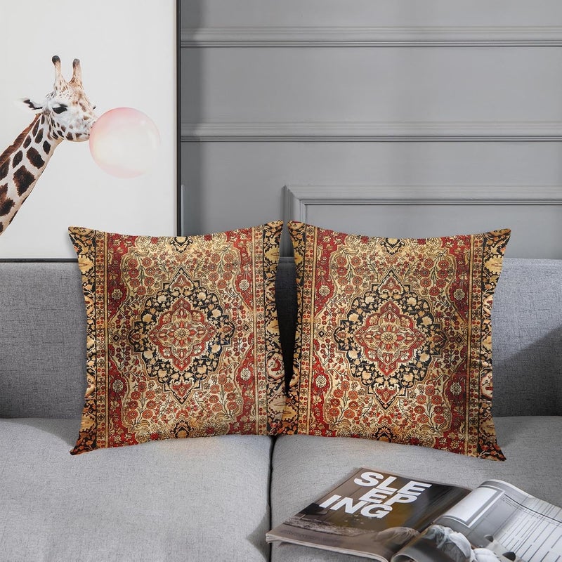 Britimes Throw Pillow Covers, Aztec Kilim Home Art Decor, 18 x 18 Inches Set of 2 Cushion Sofa Cases, Abstract Oil Painting Pillowcases for Bedroom, Living Room, Tribal Decorative, Turkish Ethnic - Image 3