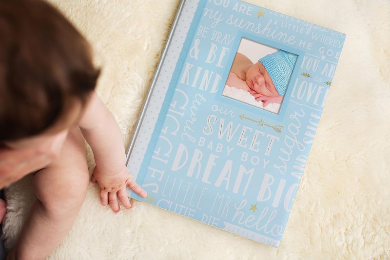 Lil Peach كتاب ذكريات الطفل ليل بيش للأعوام الخمسة الأولى - هدية تذكارية للأبوة الجديدة والمرتقبة 46 صفحة ملء باللون الأزرق - Image 2