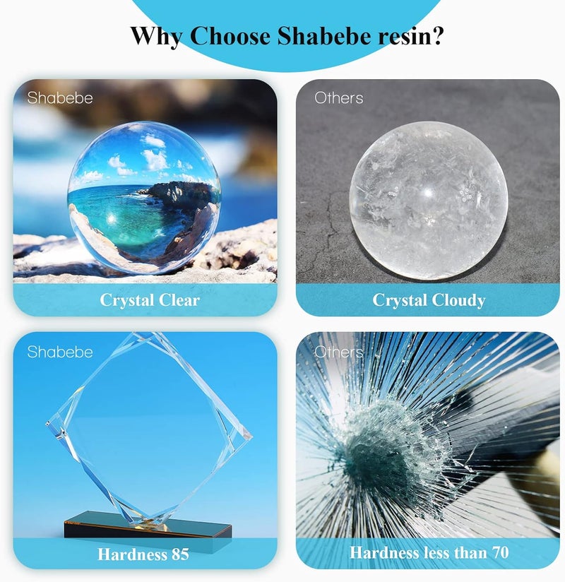 Shabebe Epoxy Resin, 1Gallon Epoxy Resin Crystal Clear, Not-Yellowing No-Bubble, Self Leveling Easy-Pour Easy Mix 1:1 Casting Kit &Coating for DIY Jewelry Making, Art Resina Clear Crafts, Molds, River Tables - Image 2