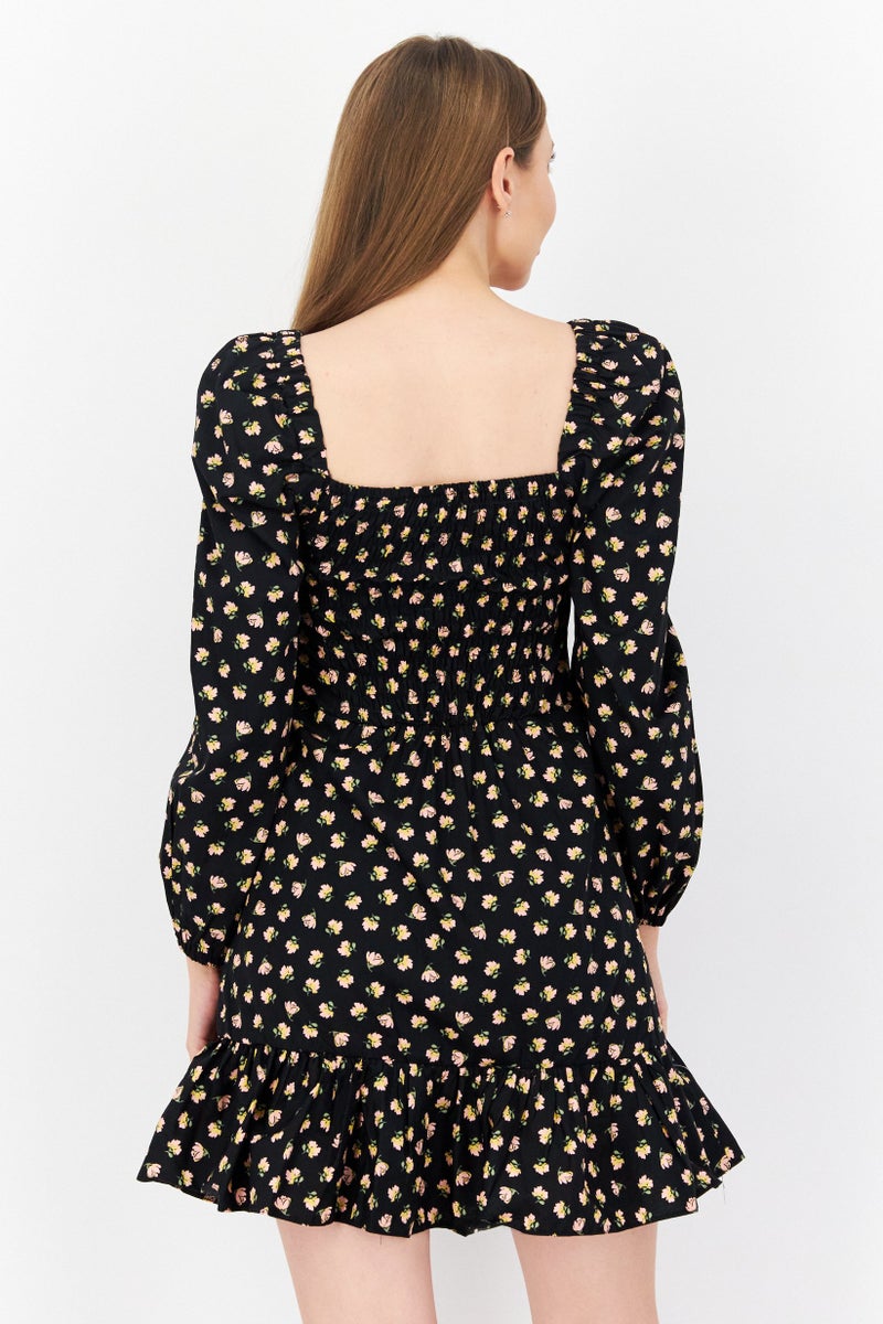 Miss Selfridge Women Allover Pattern Mini Casual Dress, Black Combo - Image 4