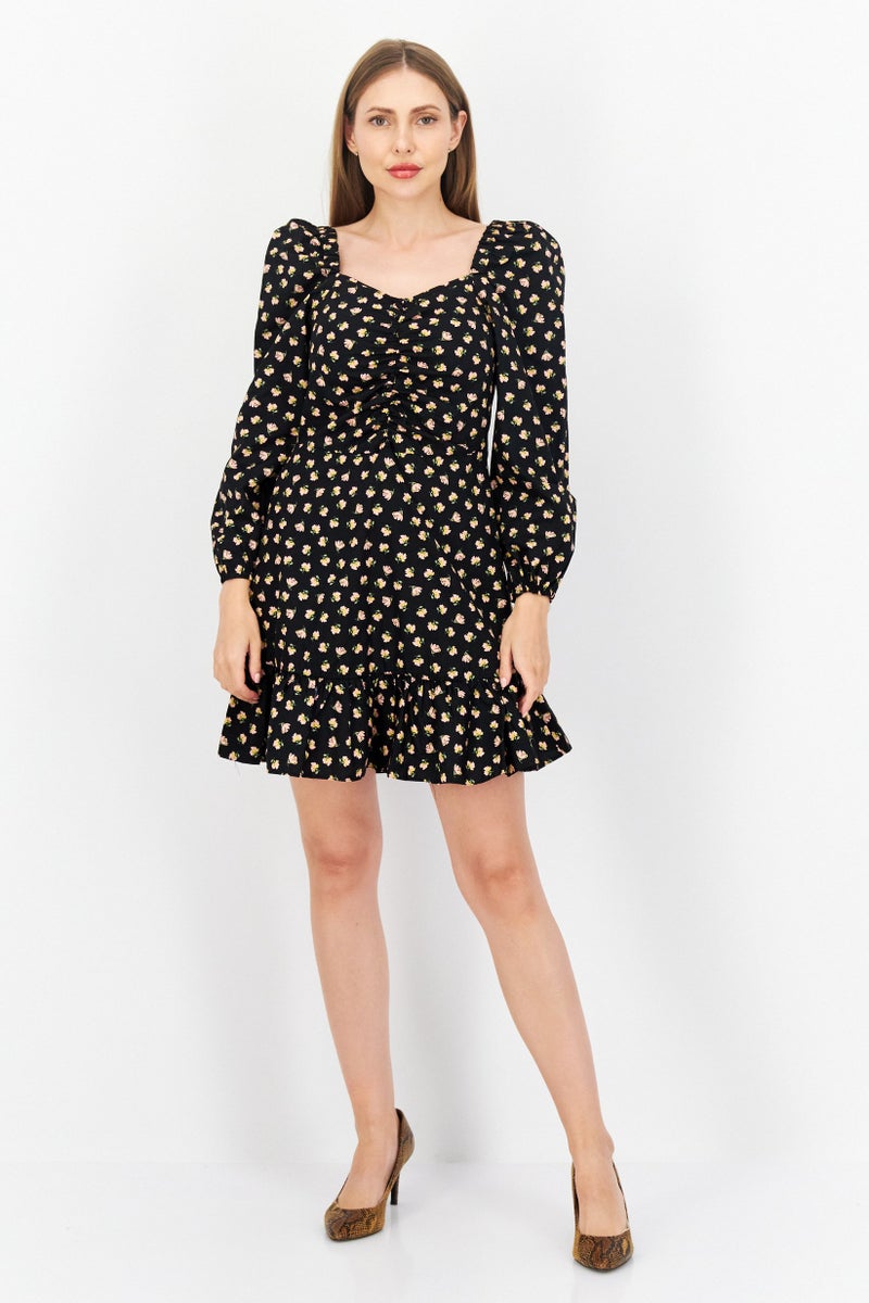 Miss Selfridge Women Allover Pattern Mini Casual Dress, Black Combo - Image 2