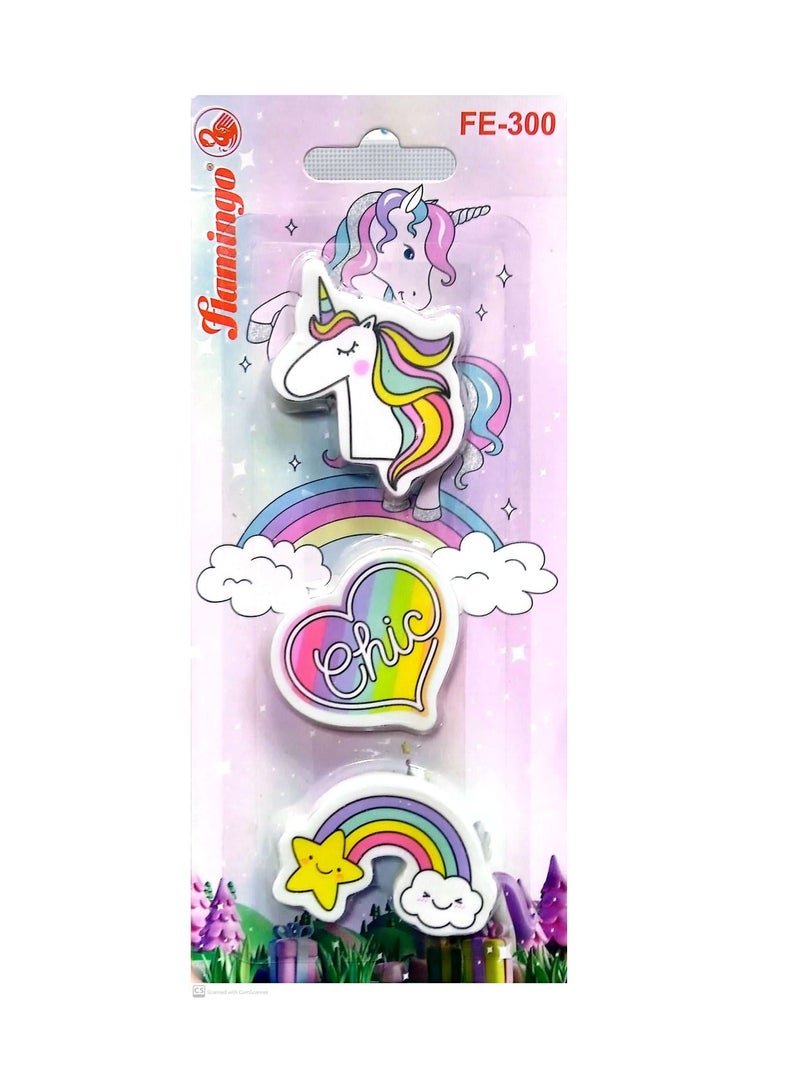 Flamingo ERASER BLISTER UNICORN 3PC - Image 2