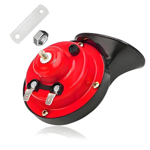 KVAEY Super Loud Car Snail Horns 12V 300DB Durable Car Horn Kit High Low Tone Universal Waterproof Car Air Electric Snail Horn Vehicle Air Horn Replacement for Motorcycle Truck Red 1 PCS - Image 1