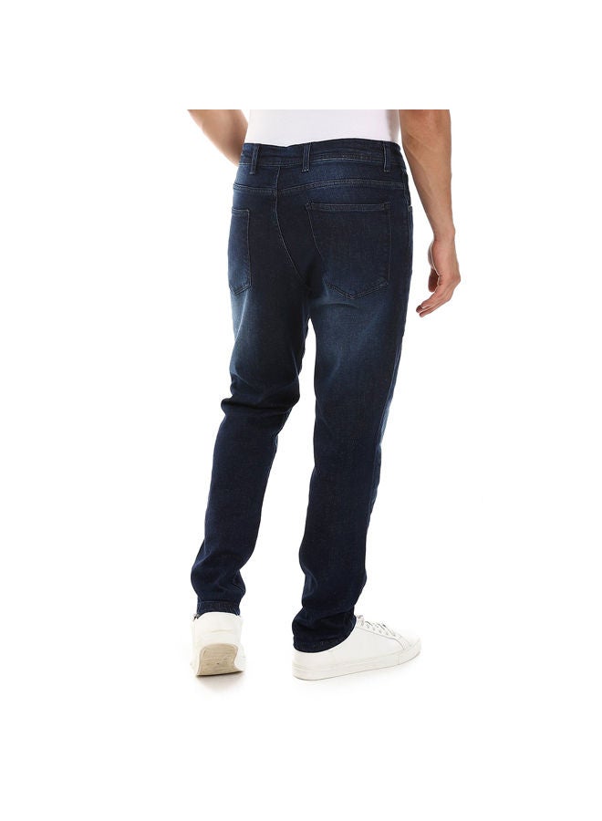 Side Pockets Classic Indego Men Jeans-Dark Blue