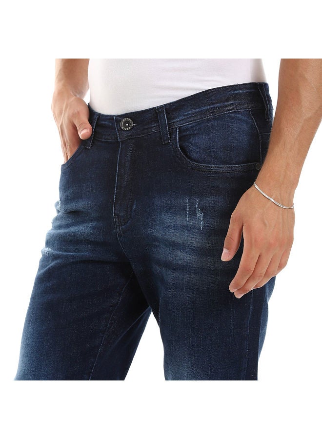 Side Pockets Classic Indego Men Jeans-Dark Blue