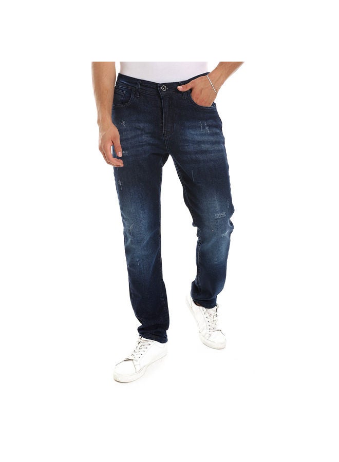 Side Pockets Classic Indego Men Jeans-Dark Blue