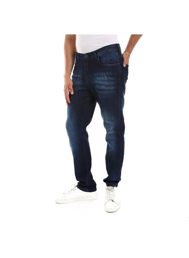 Side Pockets Classic Indego Men Jeans-Dark Blue