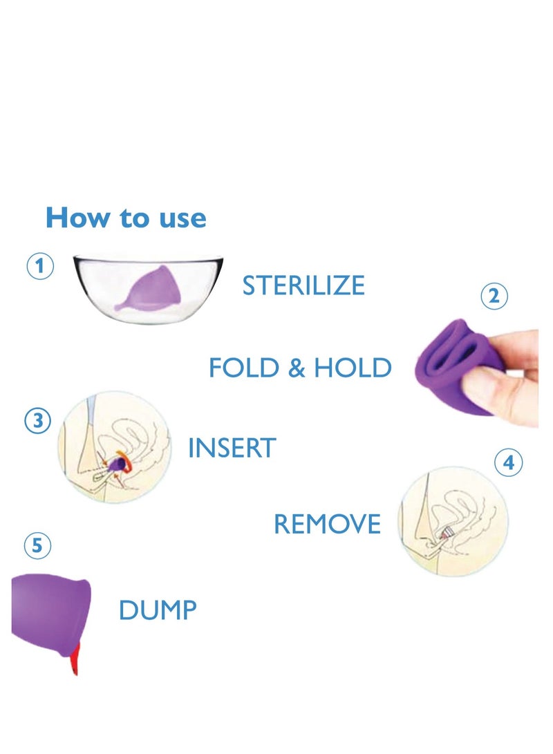 DADA Reusable Menstrual Cups for Women - Odour & Rash Free, 100% Medical Grade Silicone, Leak-Proof, 8-10 Hours Protection, Pack of 2 (Large & Medium Sizes) - Image 3