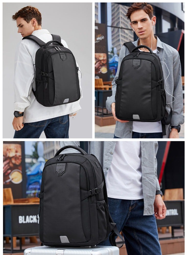 Golden Wolf Classic Laptop Backpack, Casual College Student Book Bag with Laptop Compartment for Men, Black - Image 2