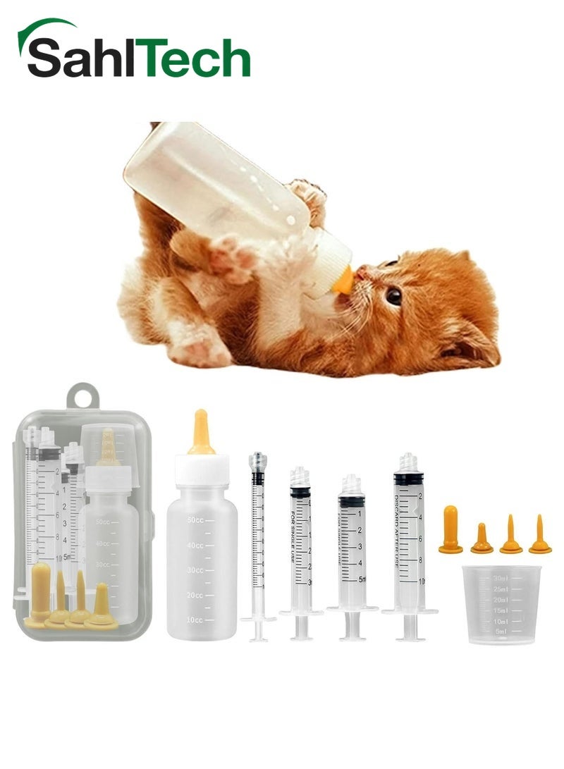 SahlTech Pet Feeding Syringe Set with Silicone Pacifier for Kittens, Newborn Cats, Puppies, Rabbits & Small Animals, Liquid Feeding Syringes with Replacement Nipples for Squirrels, Mini Cats & Pet Nursing Care - Image 1