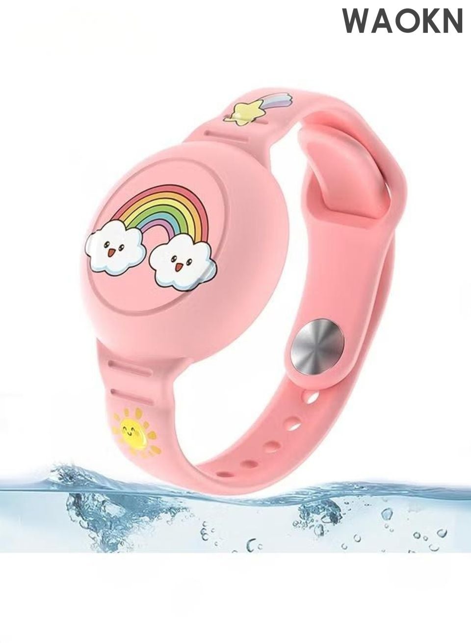 WAOKN Children's AirTag anti loss positioning protective case, waterproof and cute cartoon children, with soft silicone full coverage anti loss wristband, children's AirTag wristband accessories with locator silicone wristband.
