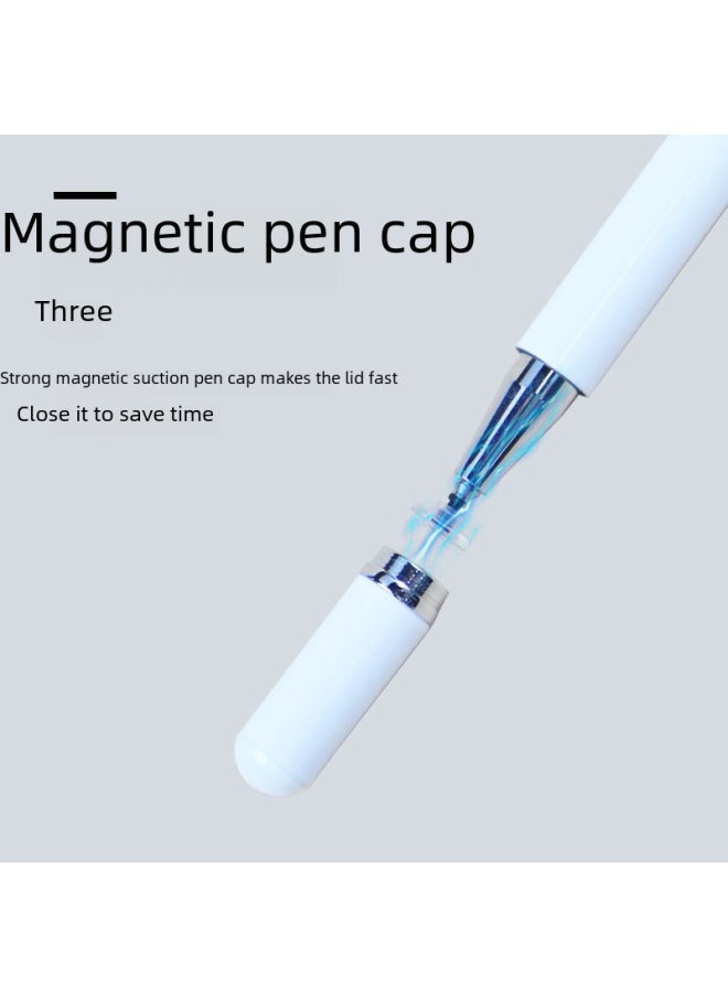 Magnetic Suction Pen Cap Round Disk Head Capacitive Pen Suction Cup Touch Control For Mobile Tablet Cutting Touch Handwriting-Color:White [magnetic Pen Cap Disc Pen]]  - Image 4