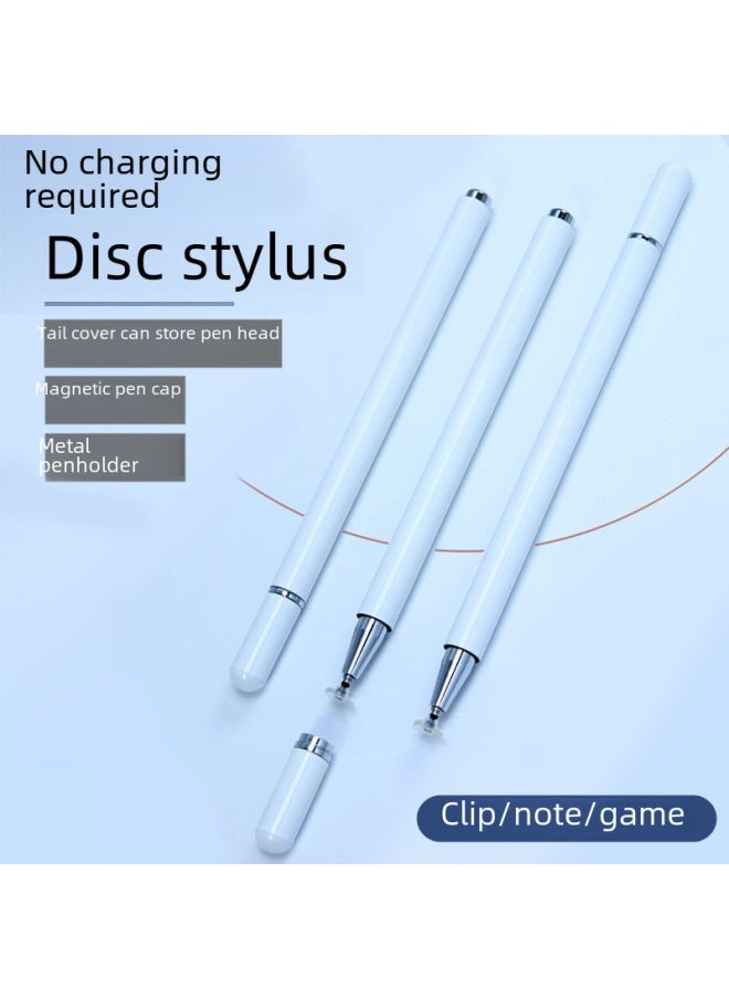 Magnetic Suction Pen Cap Round Disk Head Capacitive Pen Suction Cup Touch Control For Mobile Tablet Cutting Touch Handwriting-Color:White [magnetic Pen Cap Disc Pen]]  - Image 1