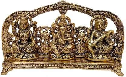 Skywalk Hand Crafted Metal Ganesh Ji and Goddess Lakshmi Ji (Gold, Standard) - Image 1