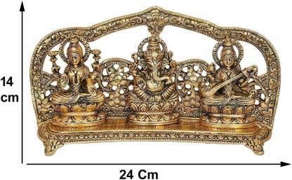 Skywalk Hand Crafted Metal Ganesh Ji and Goddess Lakshmi Ji (Gold, Standard) - Image 2