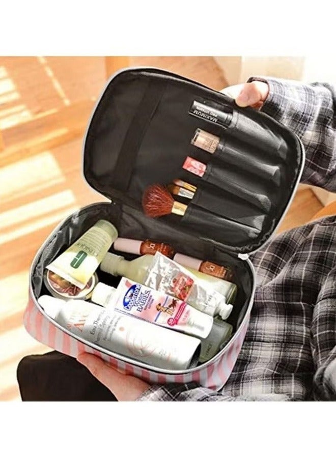 4-قطعة حقائب التجميل مجموعة واضحة / أسود / وردي - Image 5