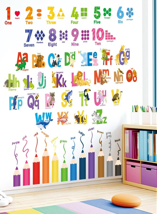 Decowall ملصقات حائط أرقام وحروف وأقلام تلوين DECOWALL SG3-2316 لصفوف الأطفال وغرف اللعب وفن غرفة اللعب وزينة قوس قزح ABC للأطفال الصغار وللرضع وللأولاد والبنات - Image 2
