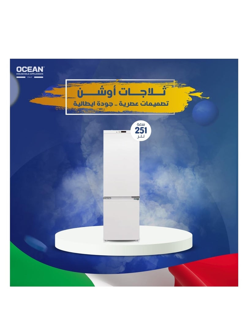 Ocean Ocean Built-in Combi Refrigerator, No Frost, 251 Litres, 2 Door, Digital Control, White, Country of Origin Turkey - BCB2731TNFEA+  - Image 3