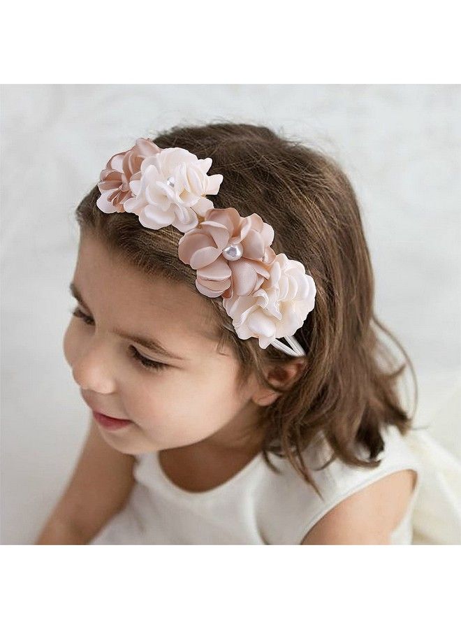 mligril 3Pcs Baby Girl Floral Headbands Setelastic Hair Band Crown Flower Wraps For Newborn Infant Toddler (3 Off White) - Image 3