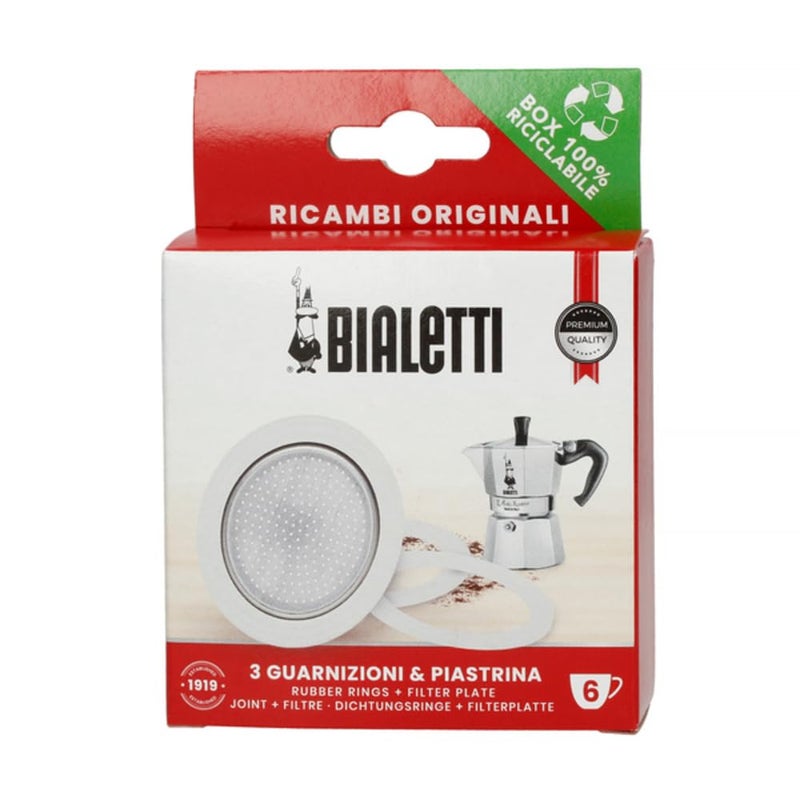 Bialetti Replacement Gasket & Filter for 6 Cup Espresso Maker - Image 1