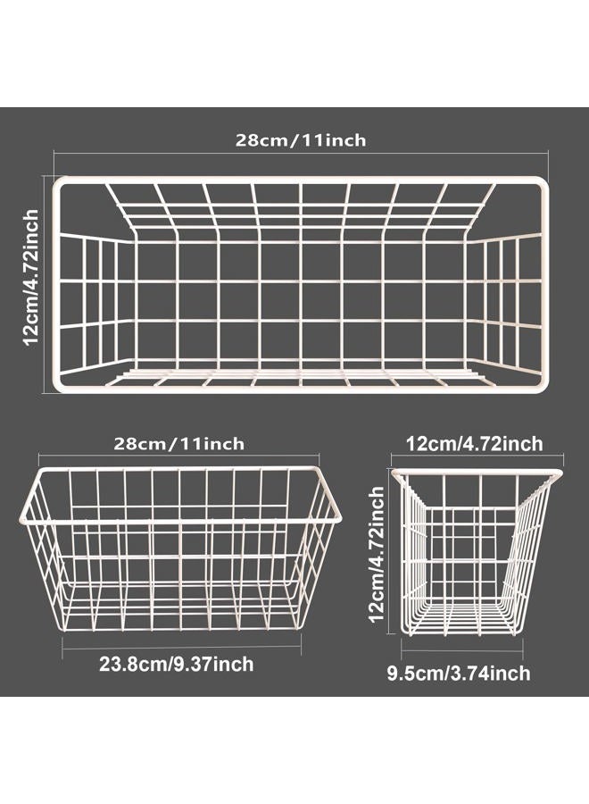 Deertaip Adhesive Basket Wall Wire Basket Over the Cabinet Door Organizer No Drilling Mounted 4 Pack, White - Image 2