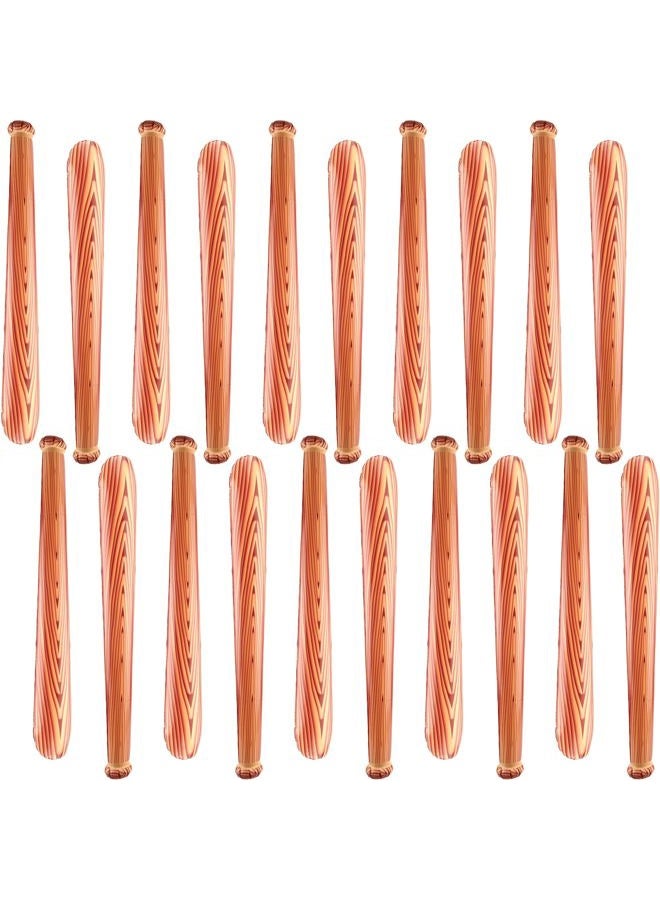 Sonarun 20 Pack 31.5 Inch Inflatable Baseball Bat Blow up Baseball Bat Wood Grain Pattern Baseball Bat Inflates for Carnival Birthday Pool Summer Beach Baseball Theme Party Favors - Image 1
