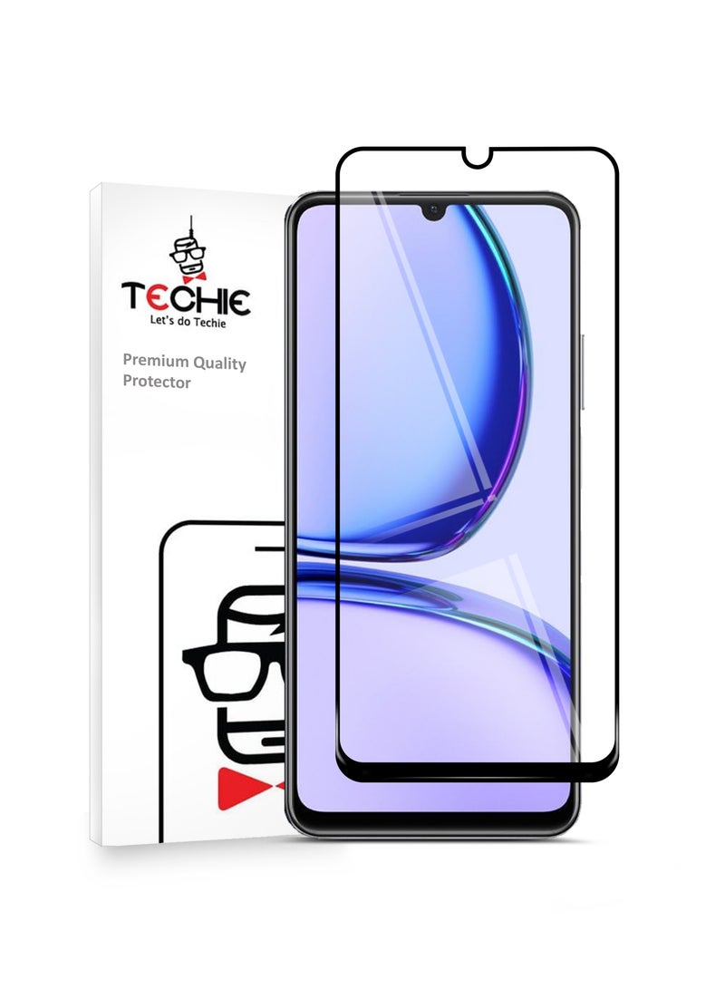 Techie حماية الشاشة الزجاجية المقواة 9D كاملة التغطية 9H لهاتف Realme C53 - مضادة للخدش، مضادة لبصمات الأصابع، وتقنية خالية من الفقاعات - Image 1