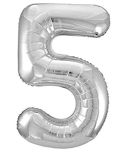flavouredlove flavourdlove 16 inches Number Foil balloon for party decoration (Silver 5) - Image 4