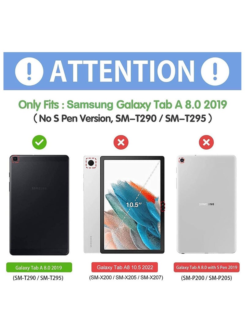 Procases Galaxy Tab A 8.0 2019 Case T290 T295, Slim Light Cover Trifold Stand Hard Shell Folio Case for 8.0 inch Galaxy Tab A 2019 Without S Pen Model SM-T290 (Wi-Fi) SM-T295 (LTE) -Black - Image 2