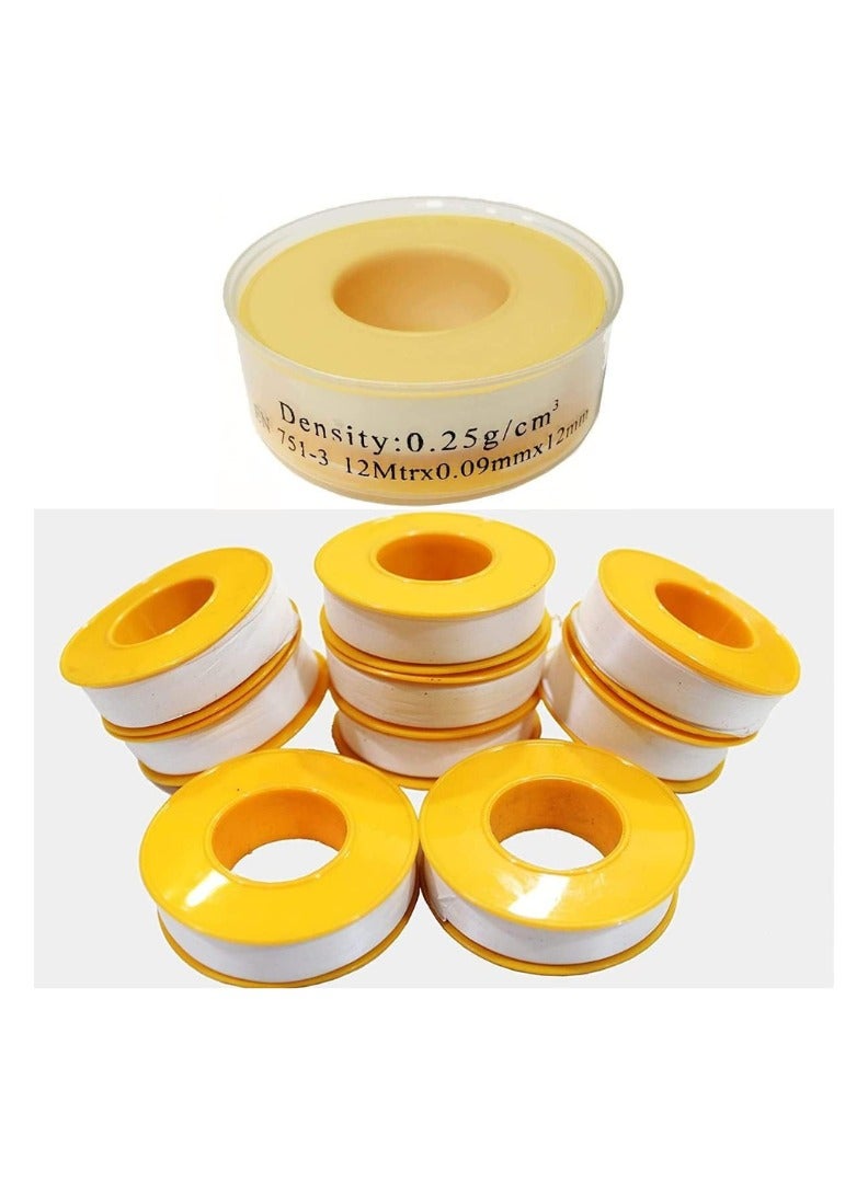 KNP 12m Thread Sealing Teflon Tape with 0.25g/cm2 Density Pack of 5 designed for leak-proof sealing of threaded pipe connections. - Image 1