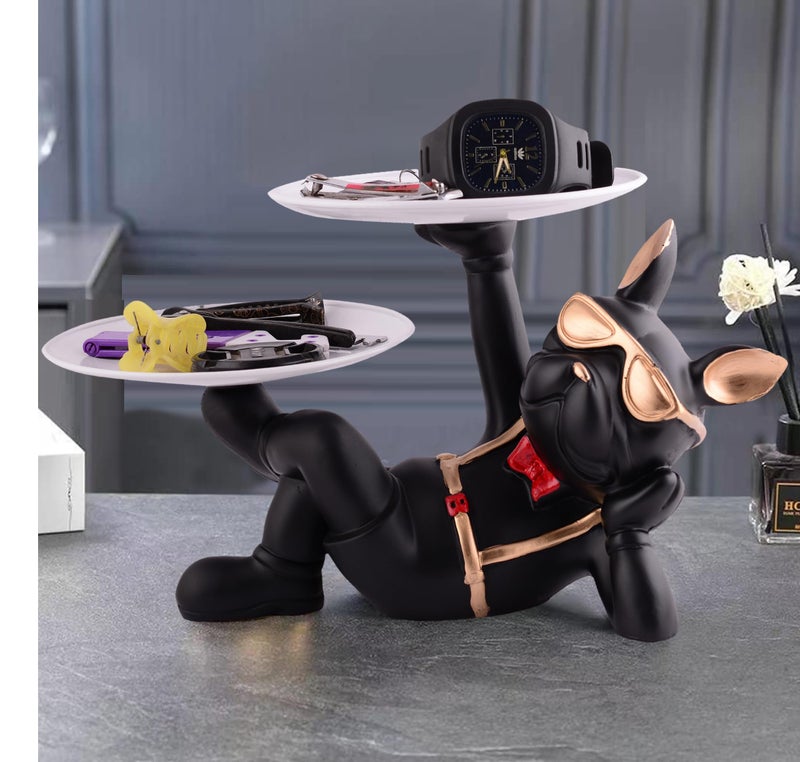 ZART DIY Dog Platter, Puppy Serving Tray, Cake Stand for Cupcakes and Cookies, Black Pet Food Dispenser Holder - Image 1