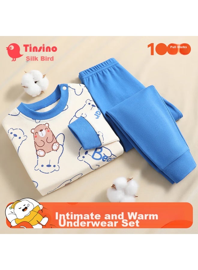 Tinsino Children's Pajamas, Boys And Girls Underwear Set, Cotton Sleepwear For Young Kids, Home Wear, Children's Clothing, Strawberry Little Flower Bear Desig - Image 1