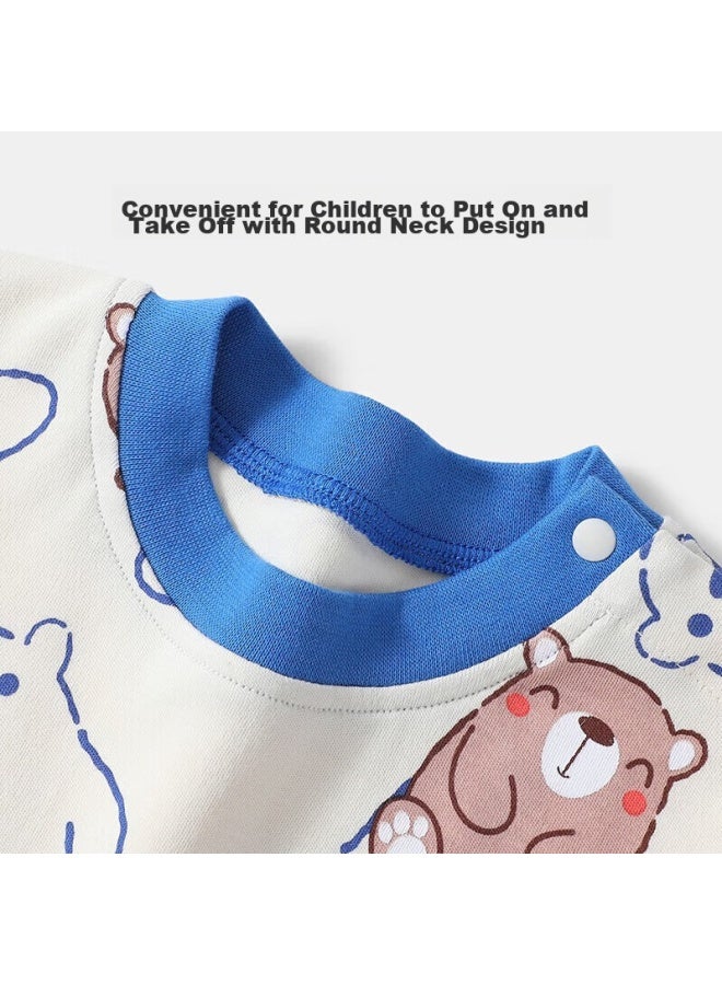 Tinsino Children's Pajamas, Boys And Girls Underwear Set, Cotton Sleepwear For Young Kids, Home Wear, Children's Clothing, Strawberry Little Flower Bear Desig - Image 4