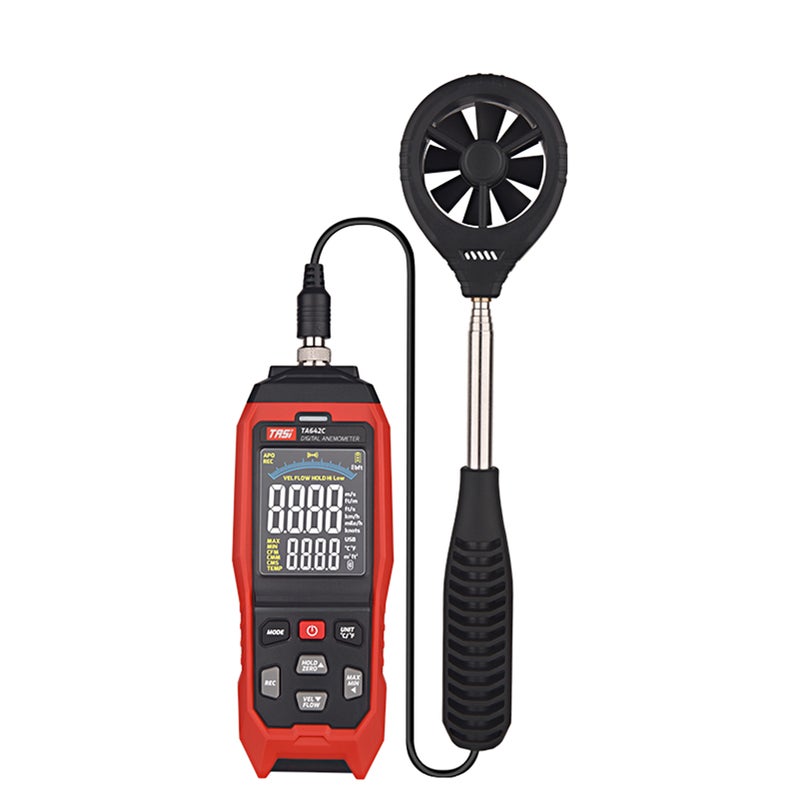 TASI TA642C Digital Anemometer Handheld Wind Speed Meter Measuring Air Flow Speed Wind Temperature LCD Backlight Display - Image 1
