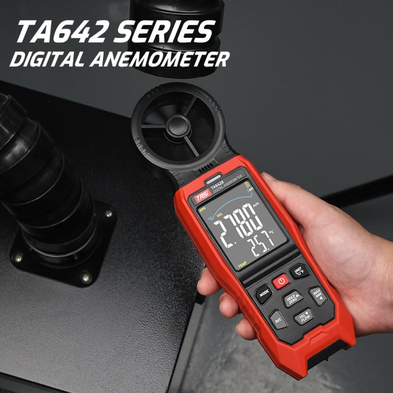 TASI TA642C Digital Anemometer Handheld Wind Speed Meter Measuring Air Flow Speed Wind Temperature LCD Backlight Display - Image 2