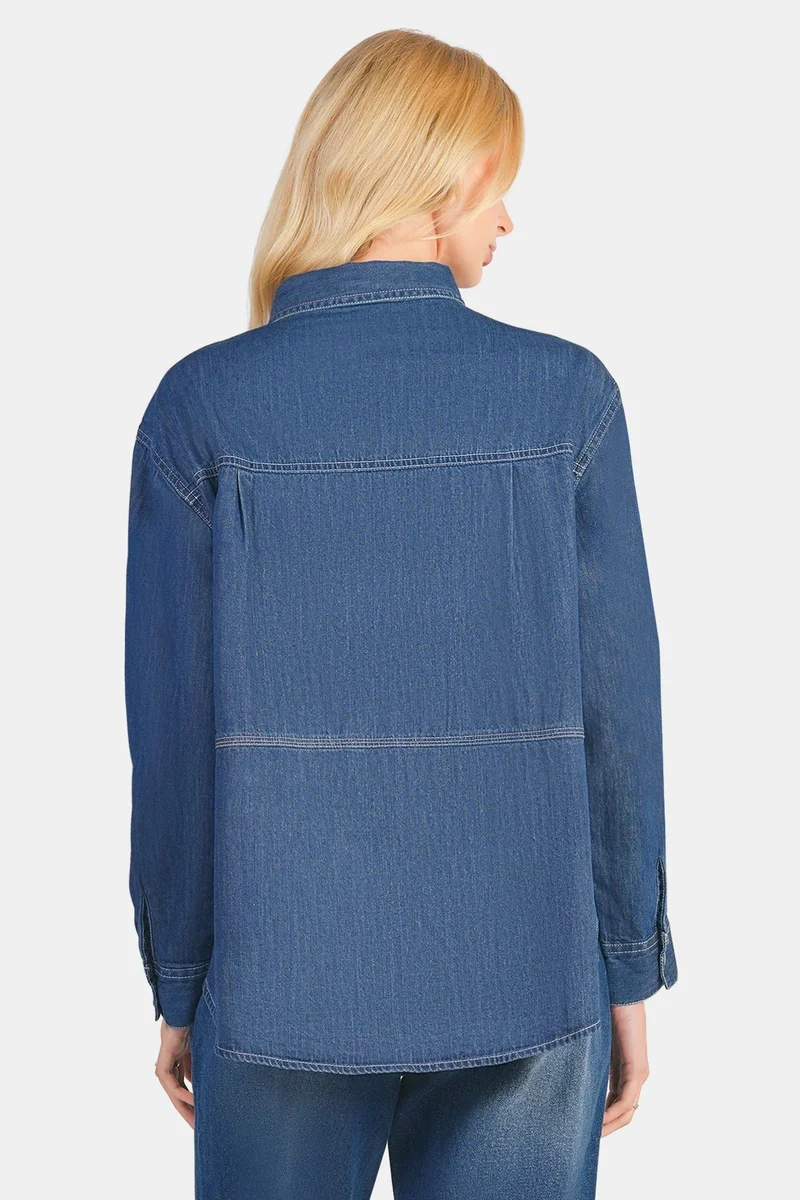 Virgio  Solid Cotton Denim Oversizedshirt for Women for Women | Best Price UAE