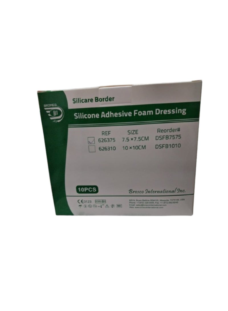 Silicate Border Silicone Adhesive Foam Dressing 7.5x7.5cm / 10x10cm (10 pcs each)